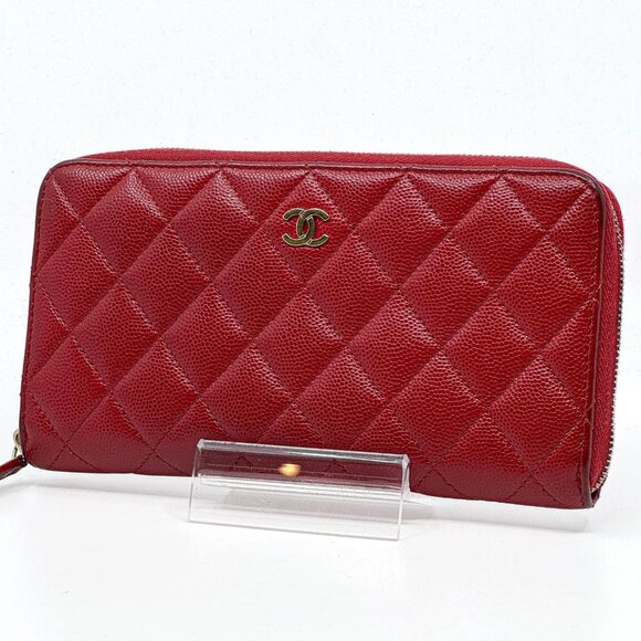❤️CHANEL Matelasse Caviar Skin Round Zippy Long Wallet ❤️